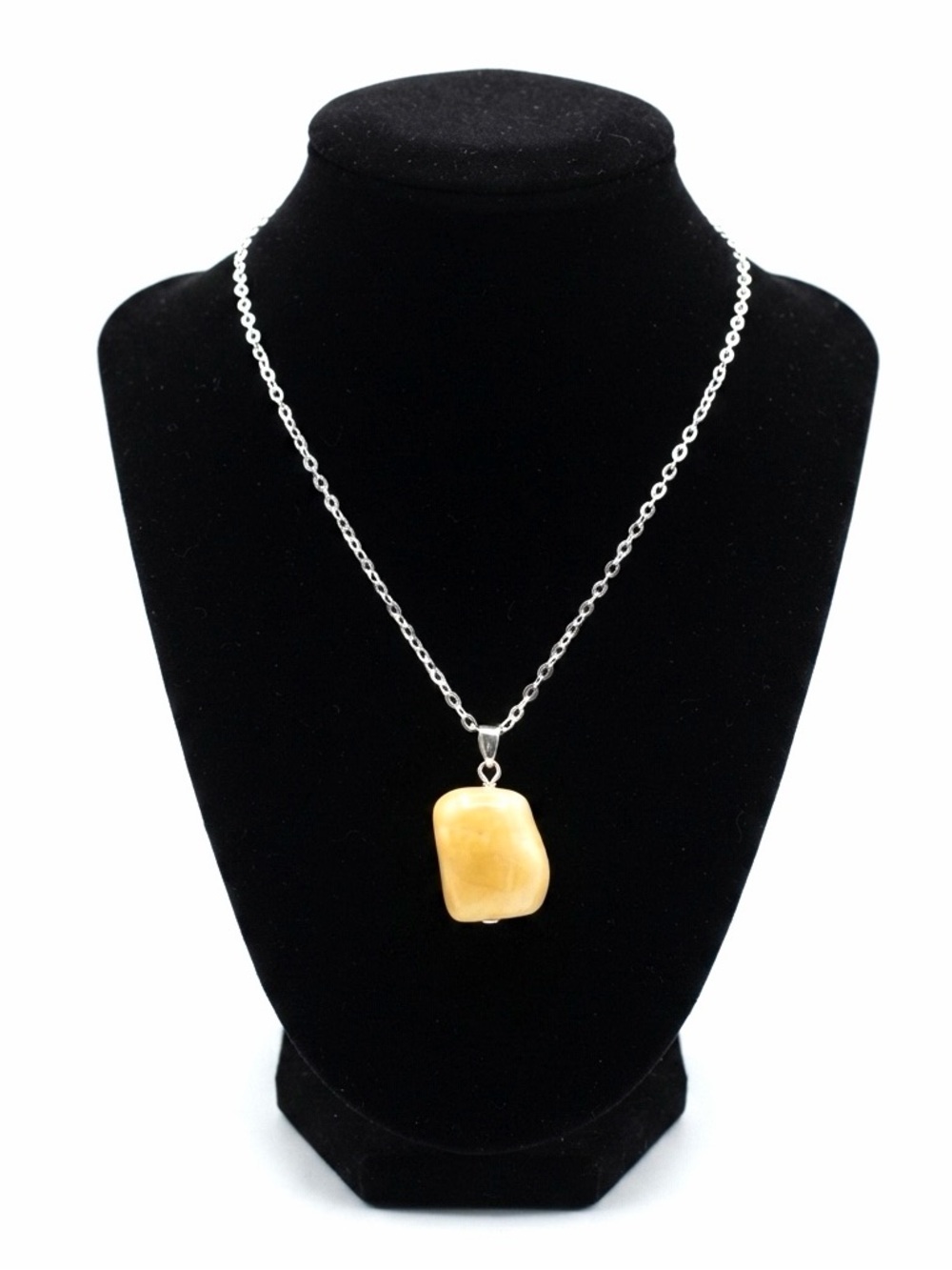 New Citrate Artisan 925 Sterling Silver Handmade Rectangle Yellow White Necklace
